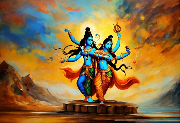 Lord shiva and Maa parvati, dancing with each other